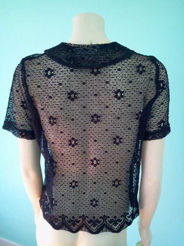 Vintage 1980's Lace Black Top by Piccalino Petites