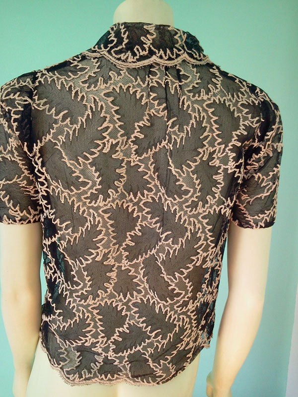 Vintage 1980 Lace & Tulle Top