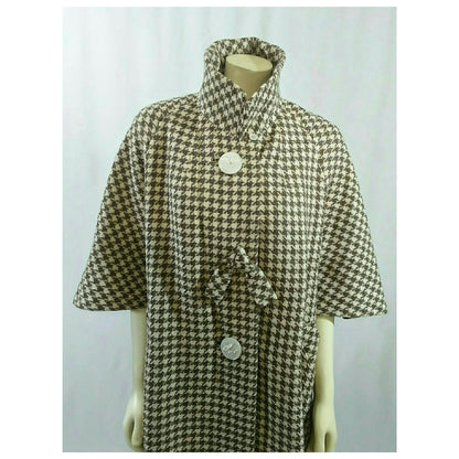 Vintage 1950's Swing Coat Wool Tweed, Tan and Beige Checkered; 1950's Wool Swing Coat