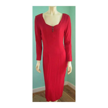 Vintage 1990 Sultry Sexy Lipstick Red Dress by Designer Jonathan Martin