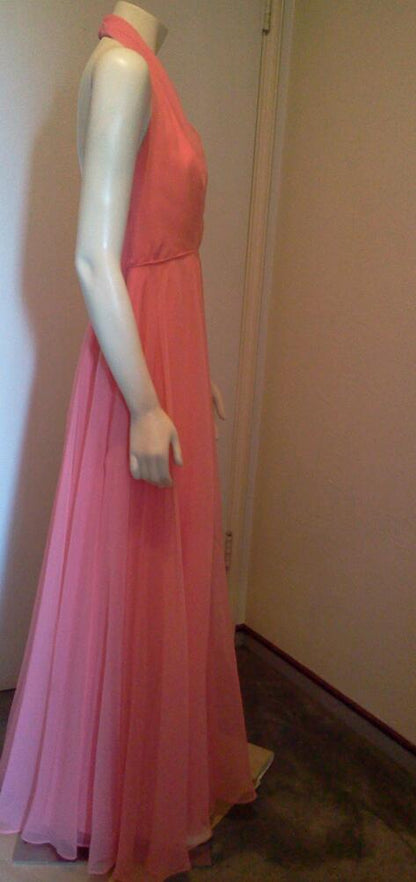 Vintage 1970's Jack Bryan Silk Chiffon Gown and Cape