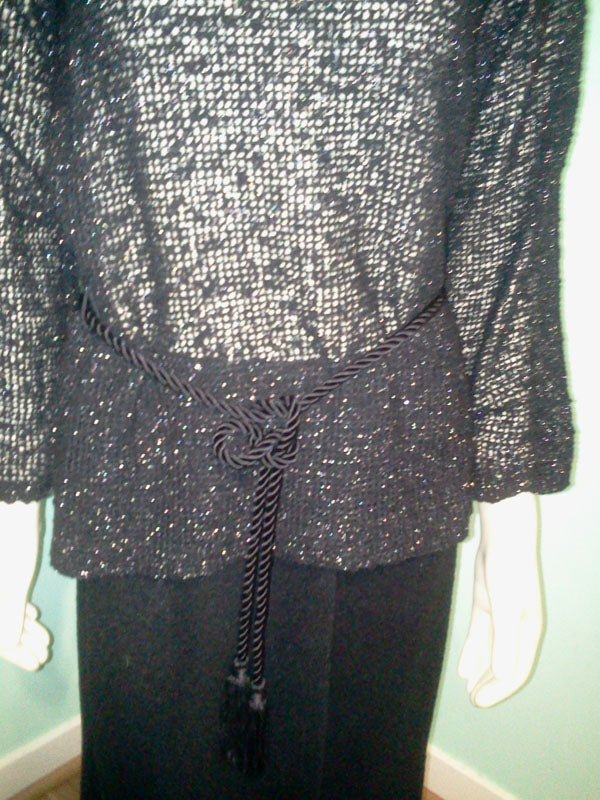 Vintage 1970's Dalton Cashmere Maker, Knit Evening Wear; Stunning  Black Knit 2 Piece Ensemble