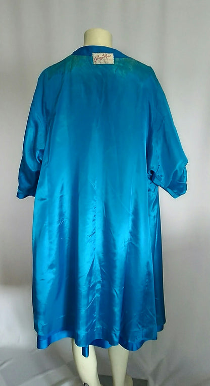 Vintage 1950's Royal Blue Satin Dress and Coat Ensemble