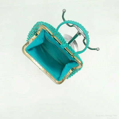 Vintage 1950s Robin Egg Blue Top Handle Handbag Italy  for "The May Company"