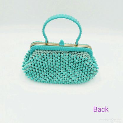 Vintage 1950s Robin Egg Blue Top Handle Handbag Italy  for "The May Company"