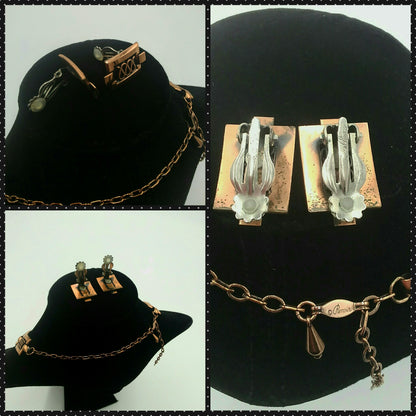 Vintage 1950's/1960's Signed Renior Copper Jewelry Set