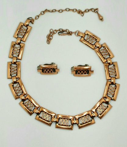 Vintage 1950's/1960's Signed Renior Copper Jewelry Set