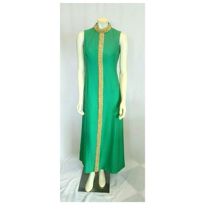 Vintage 1960’s Grass Green Christmas Sheath Dress by Date-Maker Formals