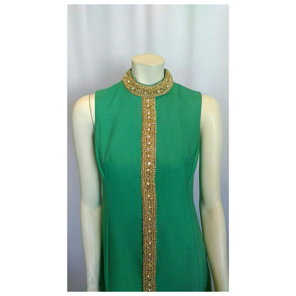 Vintage 1960’s Grass Green Christmas Sheath Dress by Date-Maker Formals