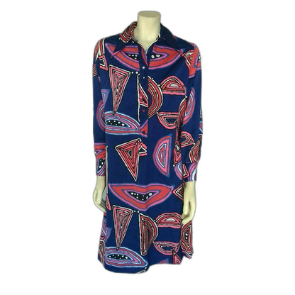 Vintage 1960’s Lanvin Abstract Geometric Print Women’s Shirtwaist Dress