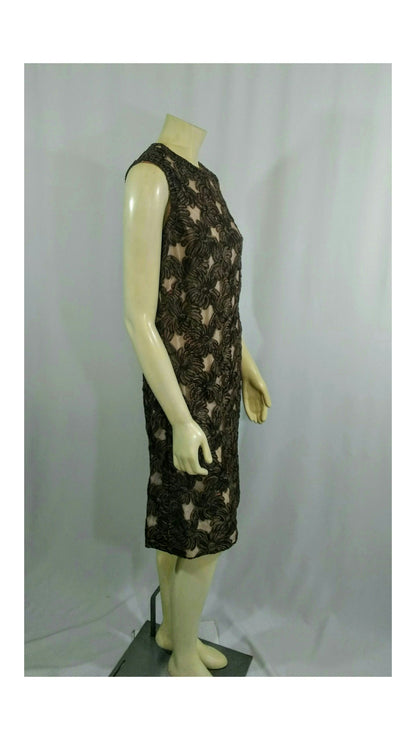 Vintage 1960's Ribbon Dress and Matching Jacket w/ Mink Fur Cuffs