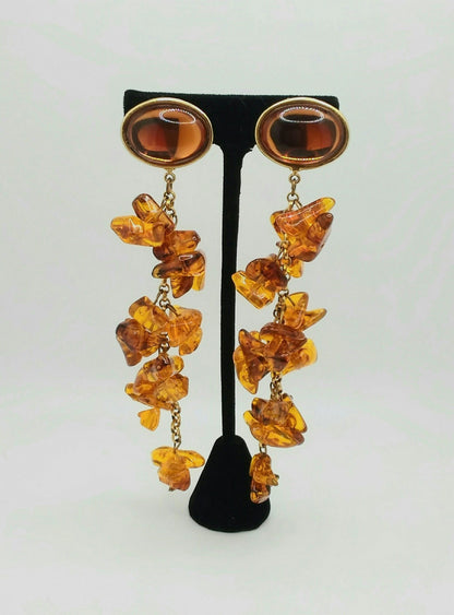 Vintage 1980's Designer Amy Jo Lucite Dangle Earrings