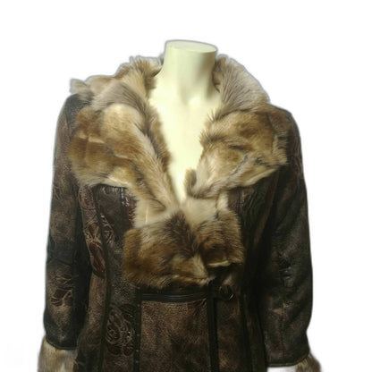 Vintage 1980s Cache Brown Faux Suede Fur Jacket NWT