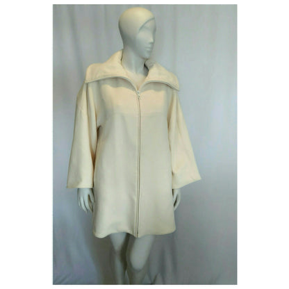 Vintage 1980's Designer Claude Montana Cream Swing Wool Coat