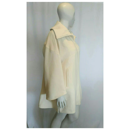 Vintage 1980's Designer Claude Montana Cream Swing Wool Coat