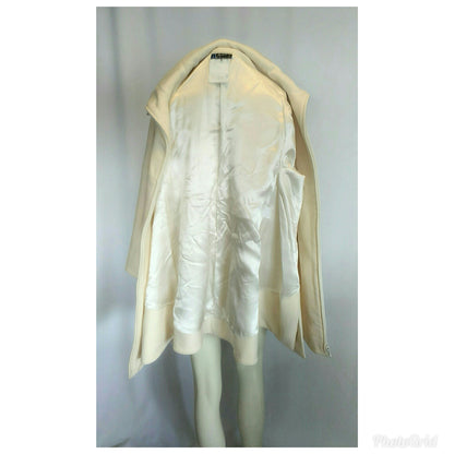 Vintage 1980's Designer Claude Montana Cream Swing Wool Coat