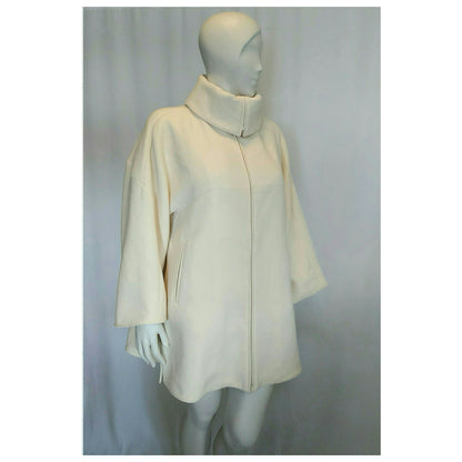 Vintage 1980's Designer Claude Montana Cream Swing Wool Coat