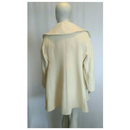 Vintage 1980's Designer Claude Montana Cream Swing Wool Coat