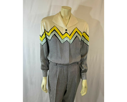 Vintage 1980s Escada Designer Margaretha Ley Silk & Silk Wool Pant Set