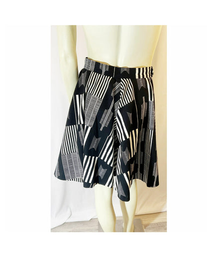 Vintage 1980s Rare Patrick Kelly  Paris Bar Code Flared Skirt