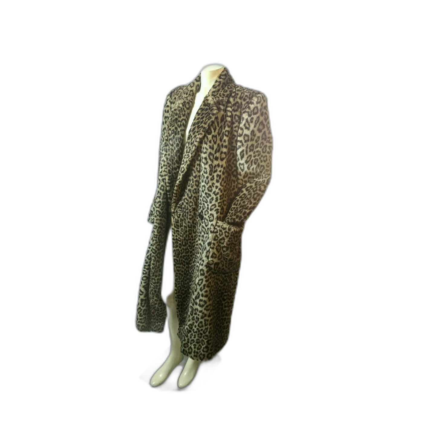 SOLD---Vintage 1980's Perry Ellis Faux Fur Leopard Coat