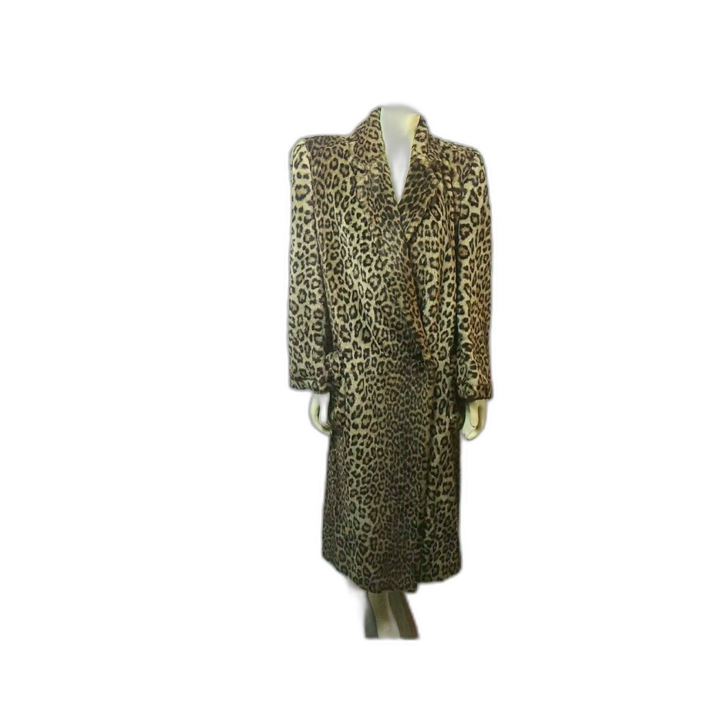 SOLD---Vintage 1980's Perry Ellis Faux Fur Leopard Coat