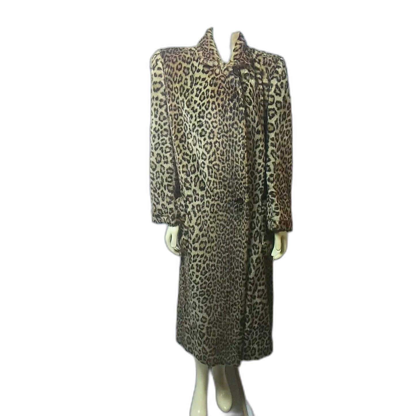 SOLD---Vintage 1980's Perry Ellis Faux Fur Leopard Coat