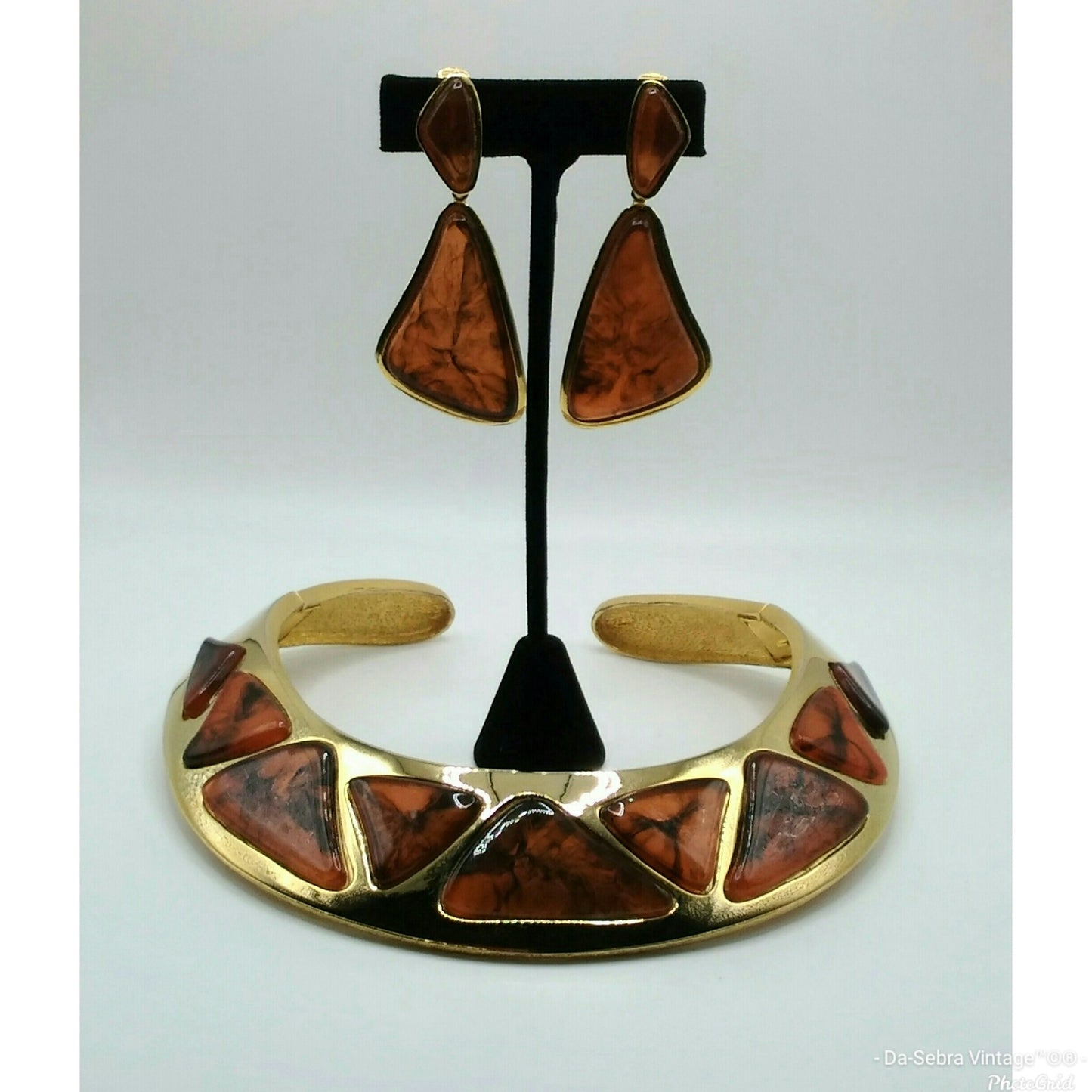 Vintage 1980's Resin Collar and Earrings Set