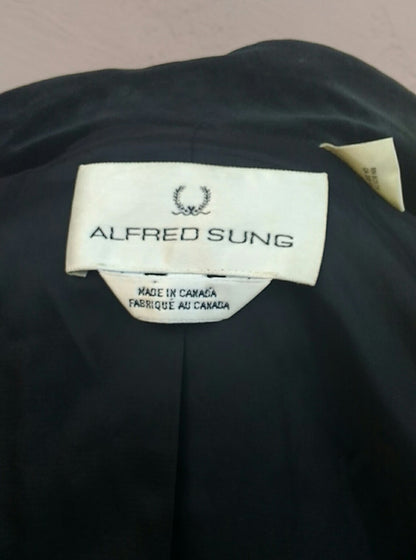 Vintage 1980's Tailored Tweed & Velvet Cropped Blazer/Jacket by Designer Alfred Sung