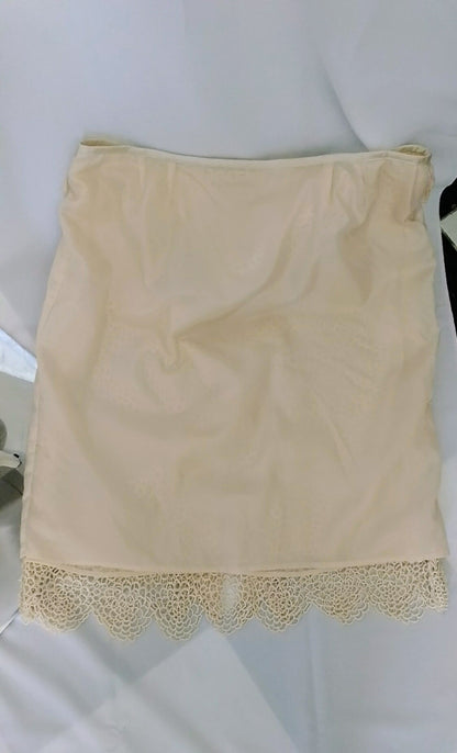 Vintage 1990's Larry Levine Cream Silk and Cotton Suit with Crochet Skirt