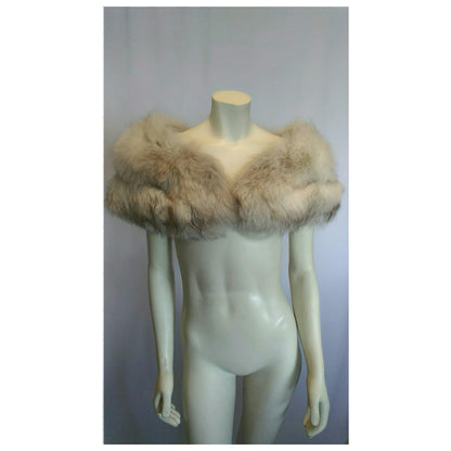 Vintage 1950's/60's Fox Off White  Cape; Furs By Milton Of Oakland, CA