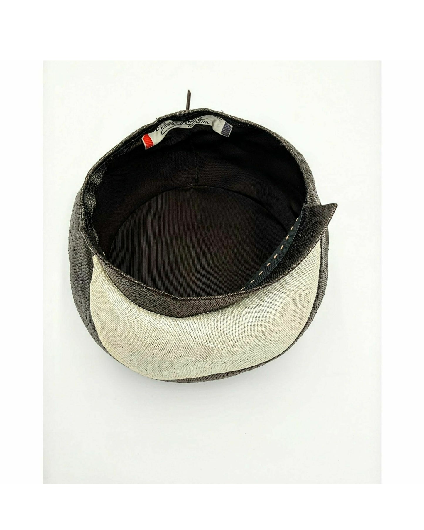 Vintage 1970s Mr. John Classic Two Tone; Beige and Dark Brown Parasisal Straw Hat New York, Paris label
