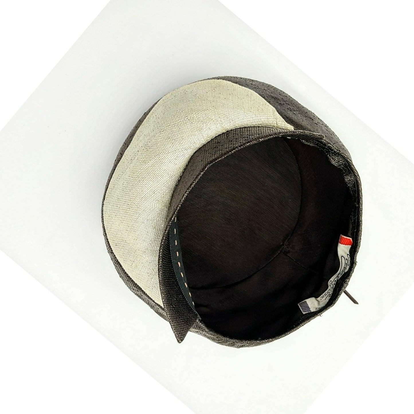 Vintage 1970s Mr. John Classic Two Tone; Beige and Dark Brown Parasisal Straw Hat New York, Paris label