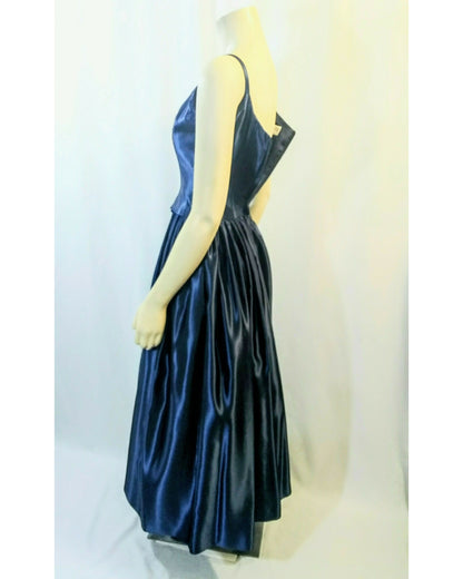 Vintage 1990s Jessica McClintock Sapphire Blue Dress; Formal, Prom Gown, Party Formal