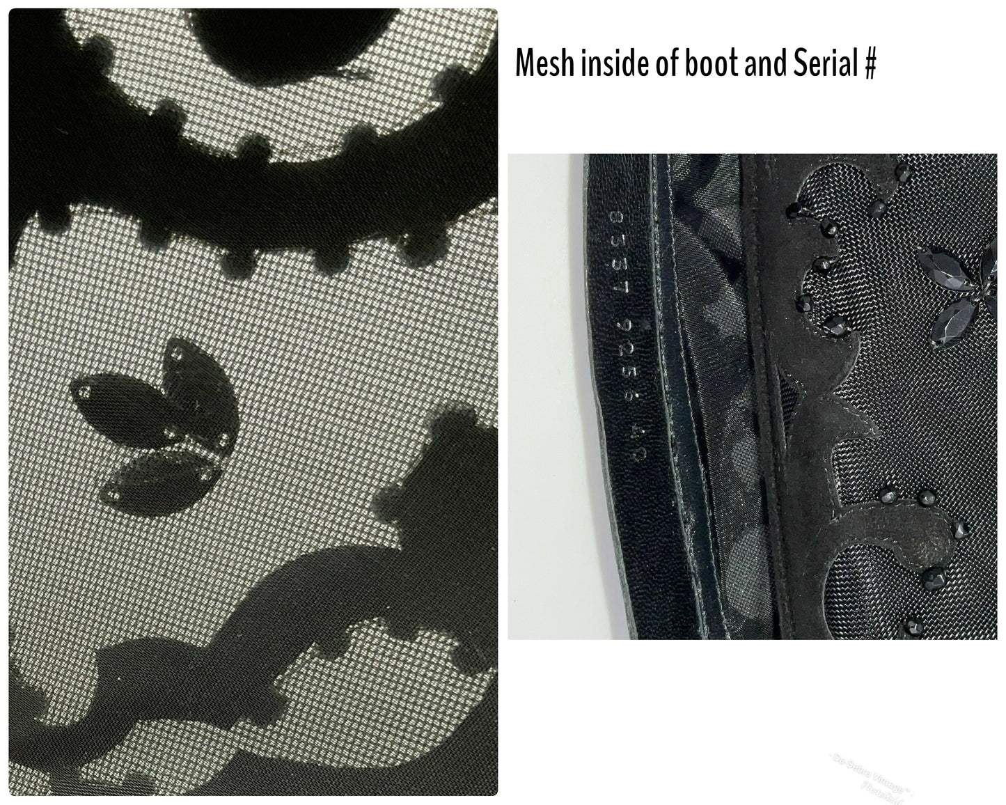 Y2K Sergio Rossi Crystal Embellished Black Suede & Crystal Mesh Knee High Boots