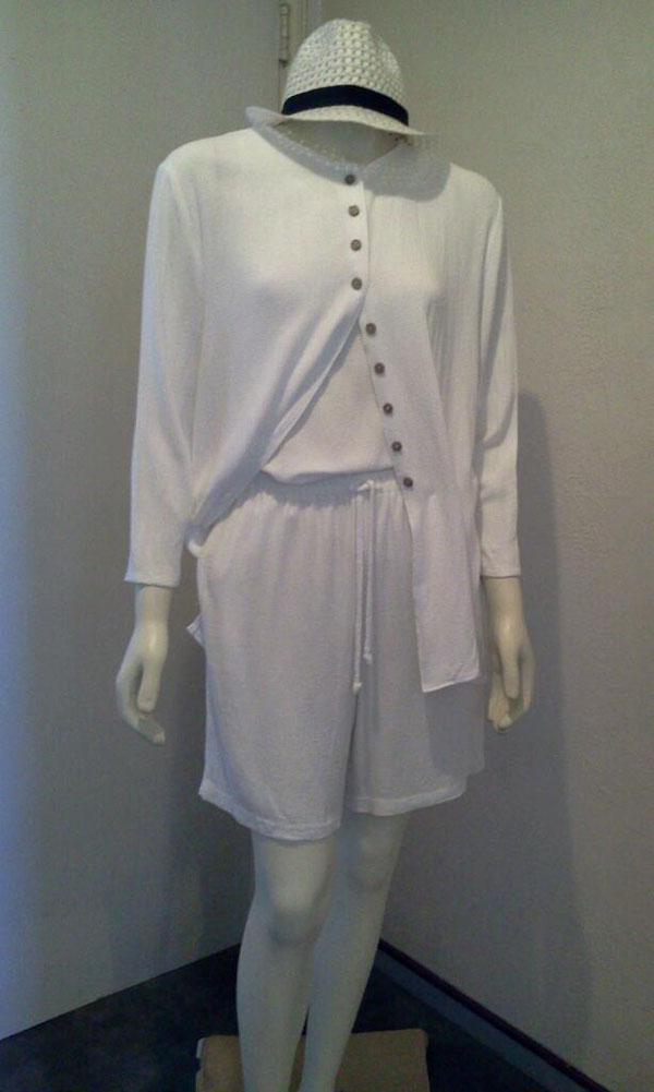 Vintage Early 1990 Luxurious 3 Piece White Short Set by Molly & Maxx
