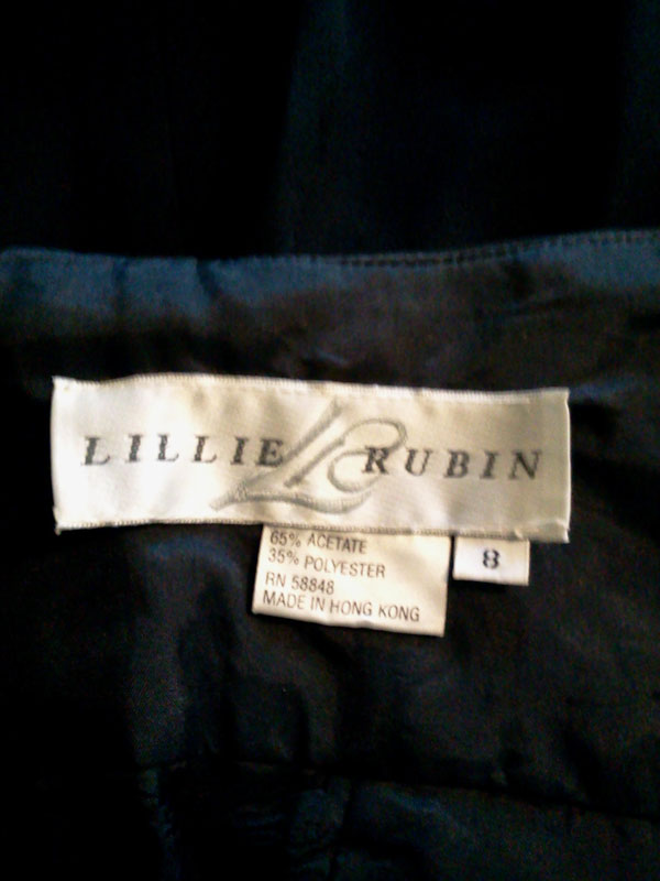 Vintage 1980's Lillie Rubin Couture Black Sequins & Copper Bead Dress