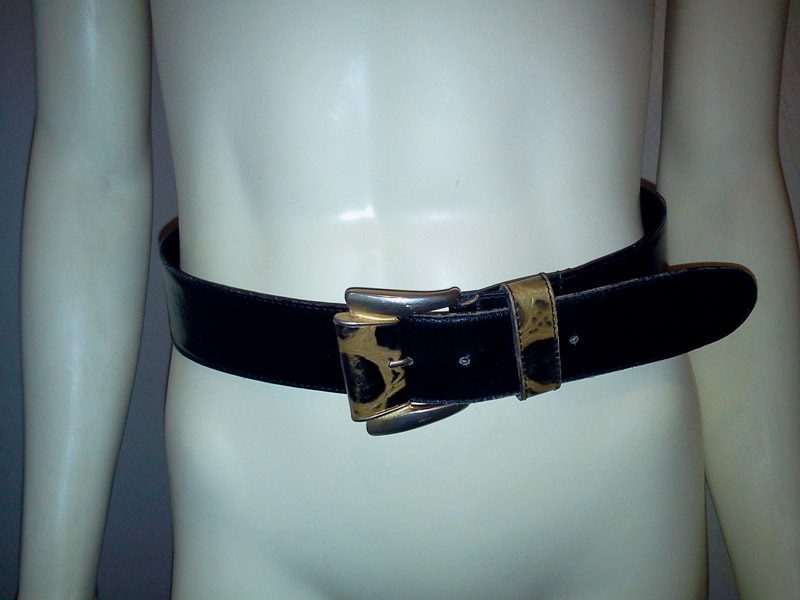 Vintage 80's Leather & Enamel Belt/Italy by Designer Courtnay