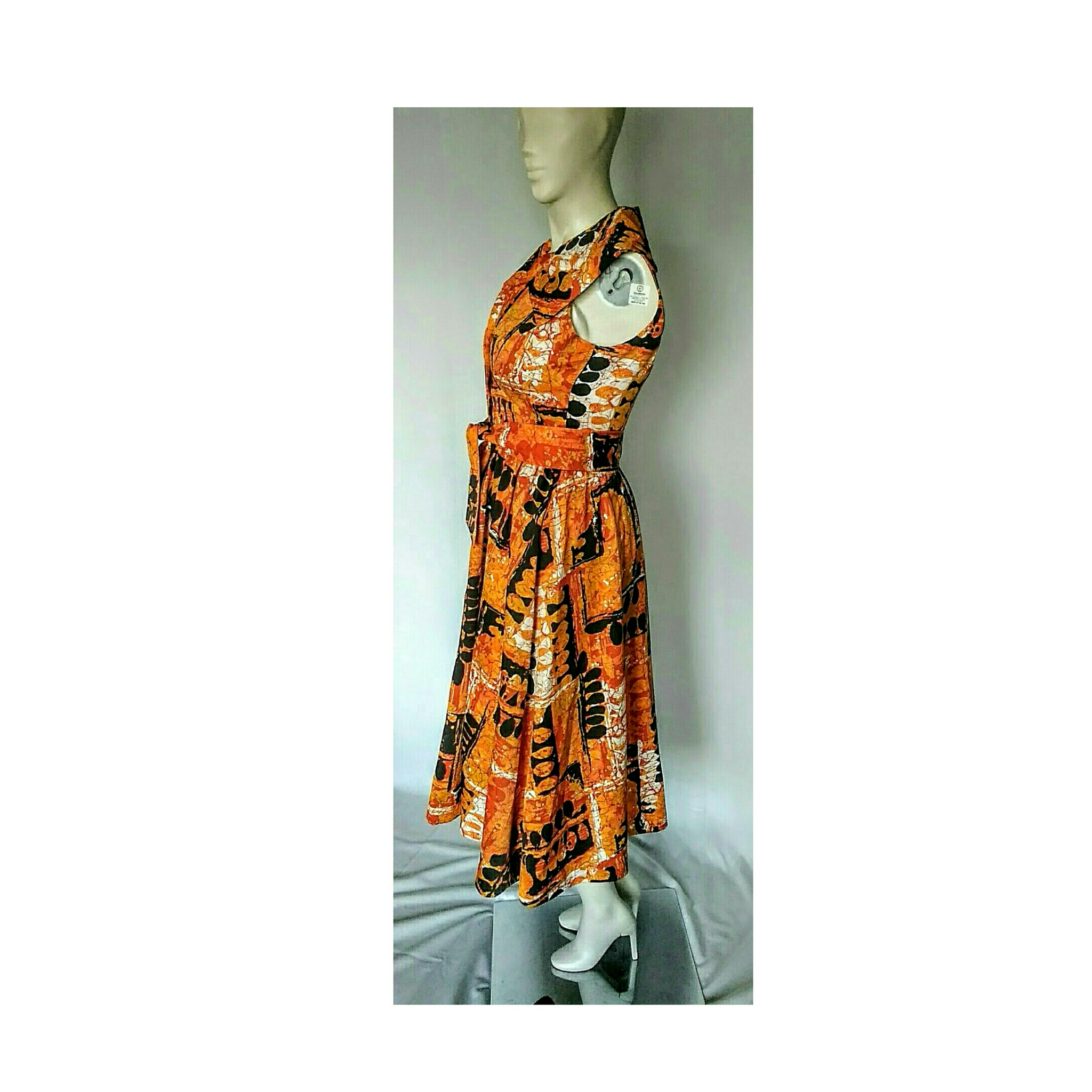 Vintage 1970's Hilo Hattie Abstract Dress; Design by Evelyn Margolis
