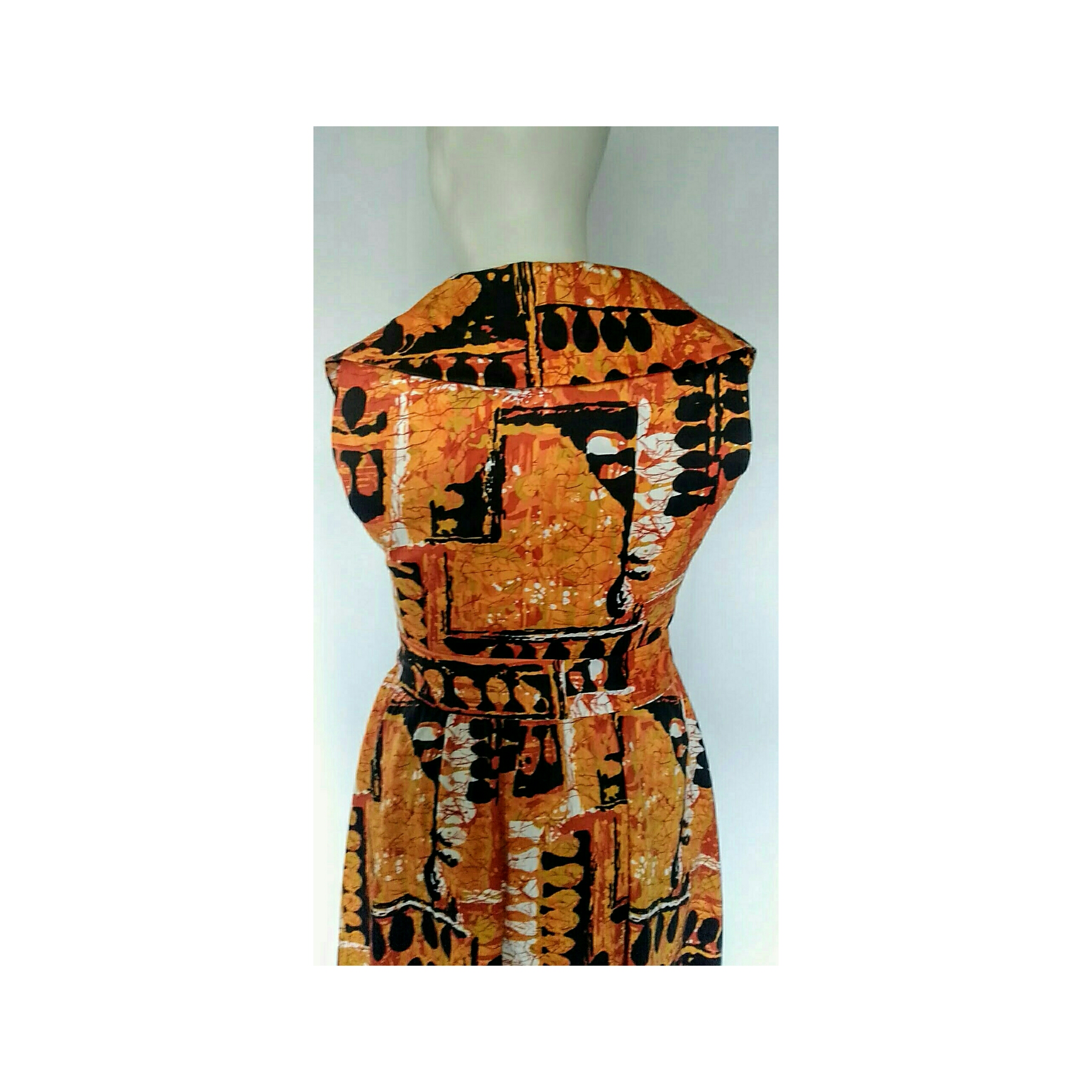 Vintage 1970's Hilo Hattie Abstract Dress; Design by Evelyn Margolis