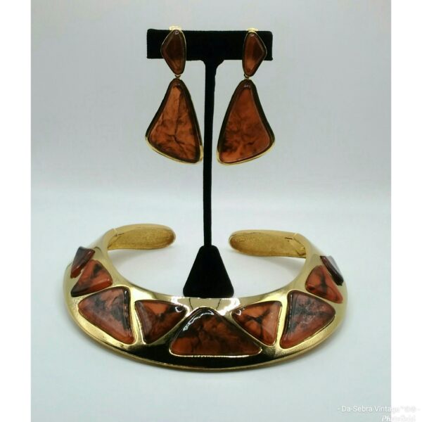 Vintage 1980's Resin Collar and Earrings Set