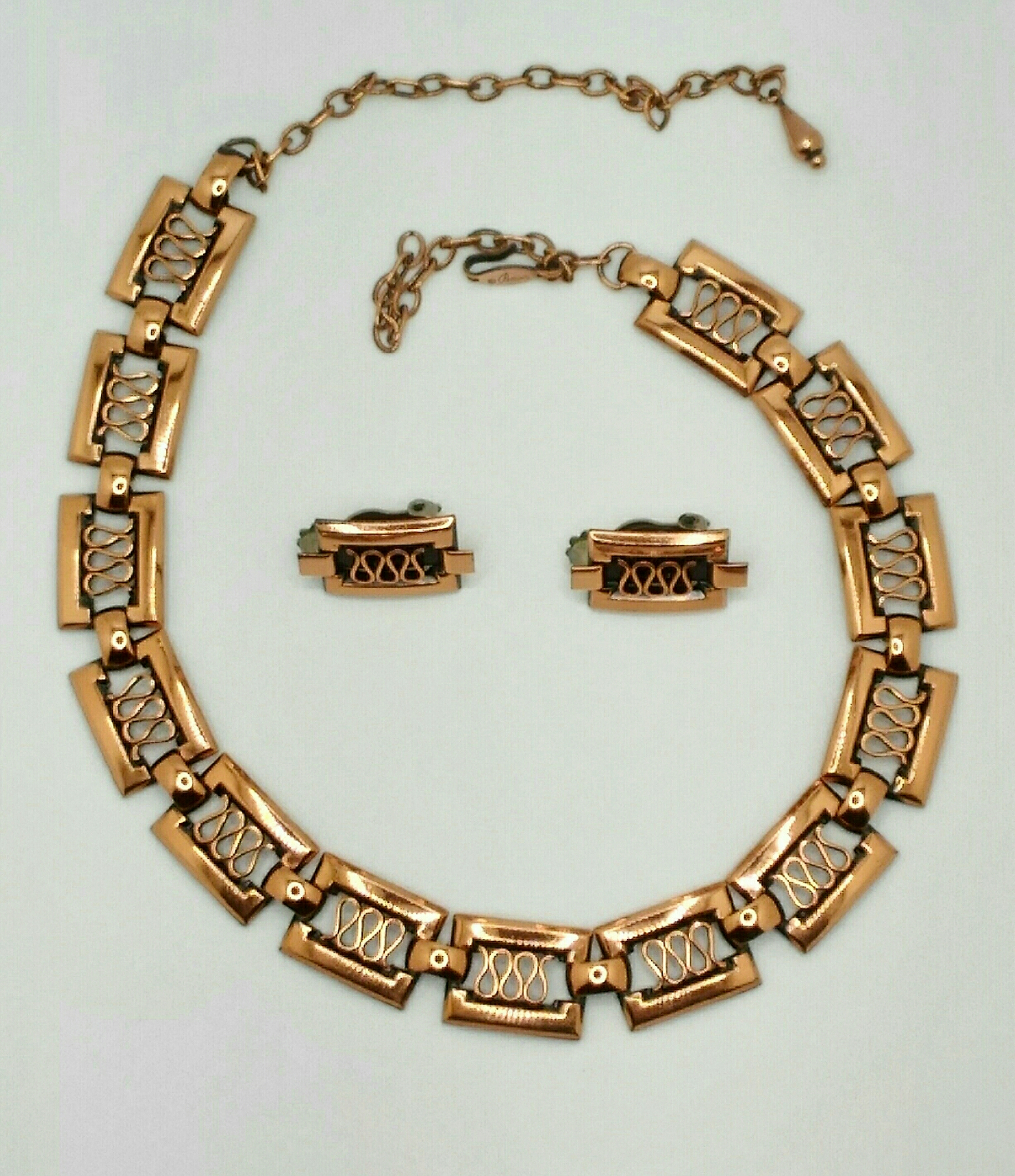 Vintage 1950's/1960's Signed Renior Copper Jewelry Set