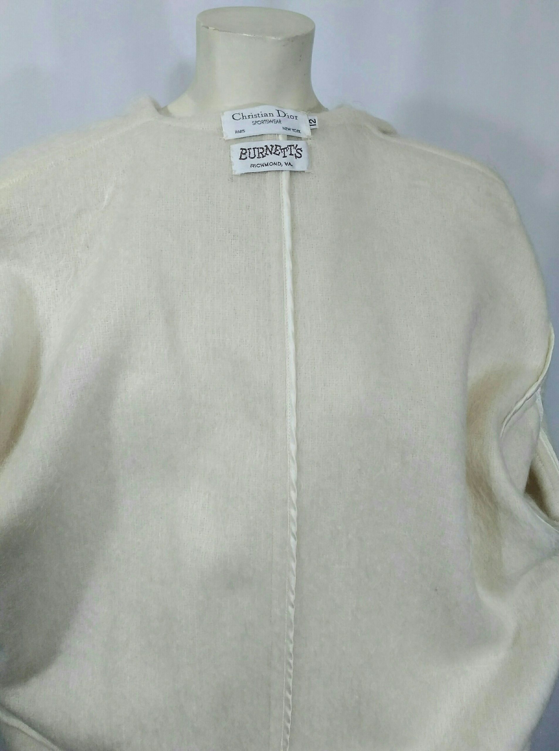 Vintage 1980's Christian Dior Cream Mohair Jacket; Dior Mohair Cream Jacket