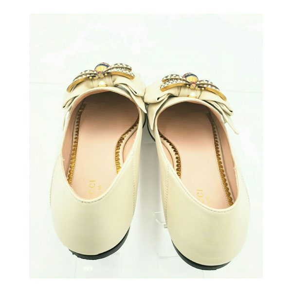 Authenticated Gucci Ballet Cream Leather Flats