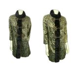 Vintage 1960s Maxine’s of Pittsburg Silk Brocade Jacket w/ Fur Collar