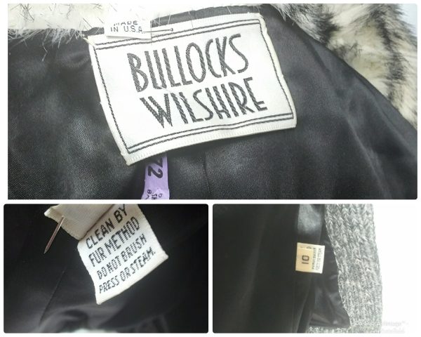 Vintage 1980s Bullocks Wilshire Faux Fur Knit Sweater Jacket