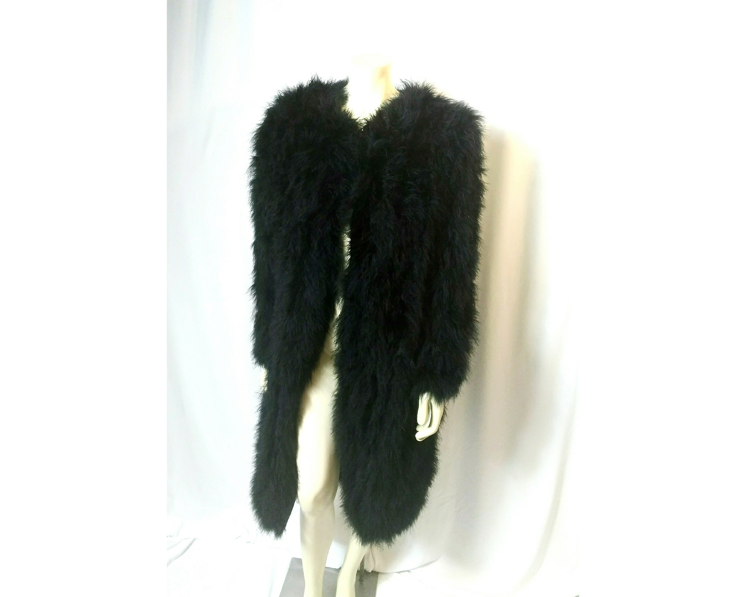 Vintage 1980's Sonia Rykiel Black Marabou Feather Coat