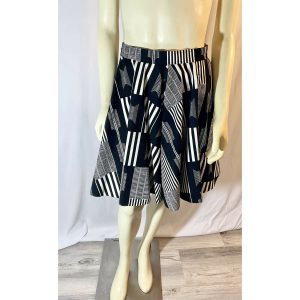 Vintage 1980s Patrick Kelly Bar Code Flared Skirt