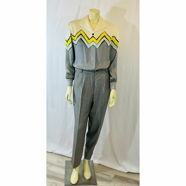 Vintage 1980s Escada Designer Margaretha Ley Silk & Silk Wool Pant Set
