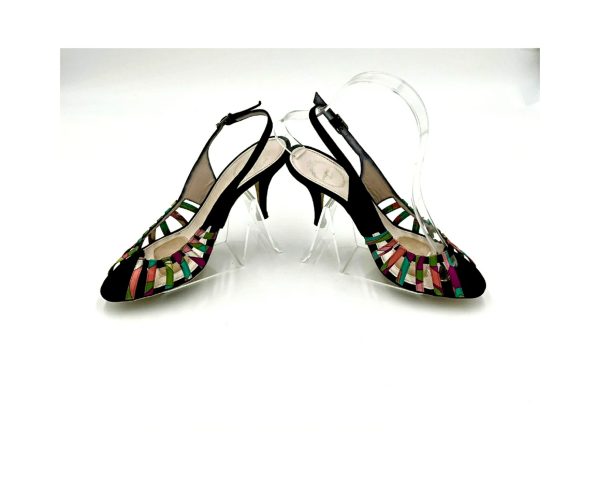 Authenticated  Y2K Emilio Pucci Black Suede "Cage" Multi Color Pattern